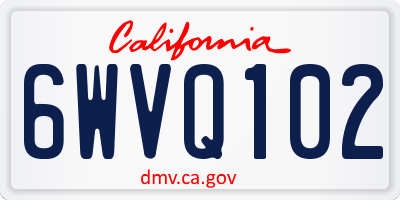 CA license plate 6WVQ102