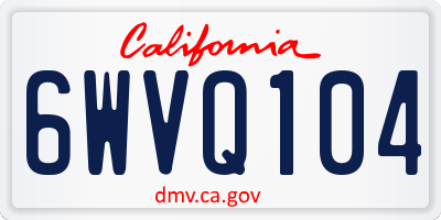 CA license plate 6WVQ104
