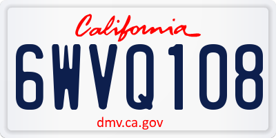 CA license plate 6WVQ108