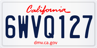 CA license plate 6WVQ127