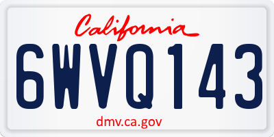 CA license plate 6WVQ143