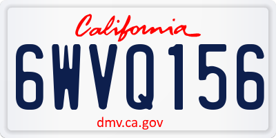 CA license plate 6WVQ156
