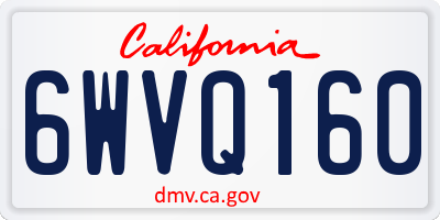 CA license plate 6WVQ160
