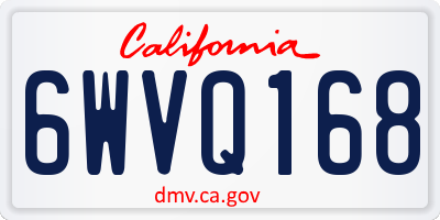 CA license plate 6WVQ168