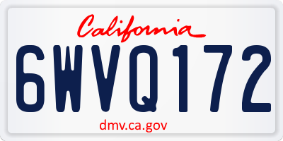 CA license plate 6WVQ172