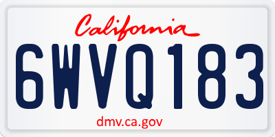 CA license plate 6WVQ183