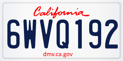 CA license plate 6WVQ192