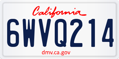CA license plate 6WVQ214