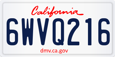 CA license plate 6WVQ216