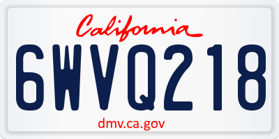 CA license plate 6WVQ218