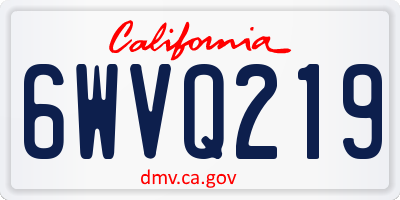 CA license plate 6WVQ219