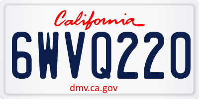 CA license plate 6WVQ220