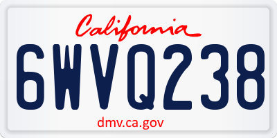 CA license plate 6WVQ238