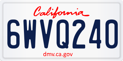 CA license plate 6WVQ240