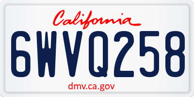 CA license plate 6WVQ258
