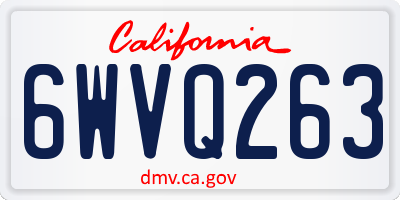 CA license plate 6WVQ263