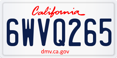 CA license plate 6WVQ265