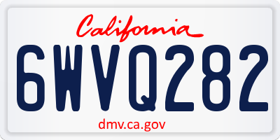 CA license plate 6WVQ282
