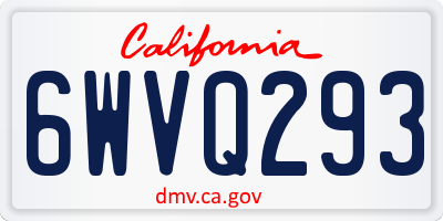 CA license plate 6WVQ293