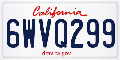CA license plate 6WVQ299