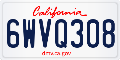 CA license plate 6WVQ308