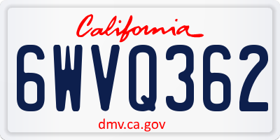 CA license plate 6WVQ362
