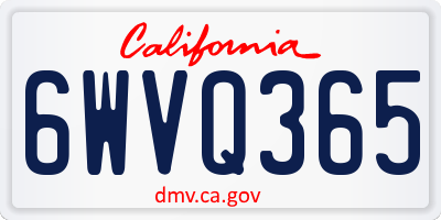 CA license plate 6WVQ365