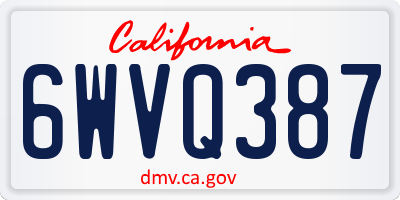 CA license plate 6WVQ387