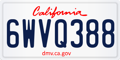 CA license plate 6WVQ388