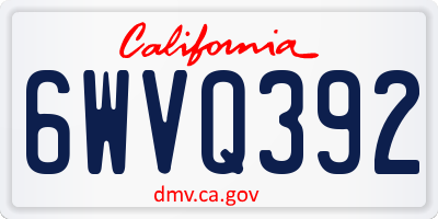 CA license plate 6WVQ392