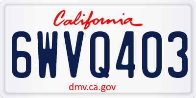CA license plate 6WVQ403