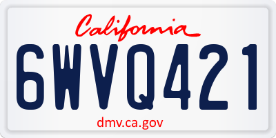 CA license plate 6WVQ421
