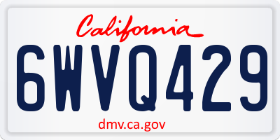 CA license plate 6WVQ429