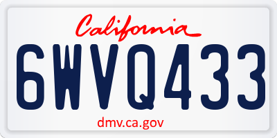 CA license plate 6WVQ433