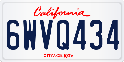 CA license plate 6WVQ434