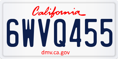 CA license plate 6WVQ455