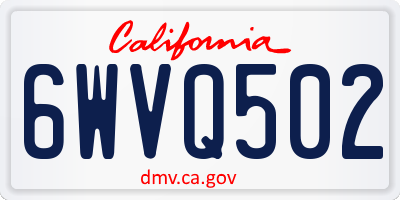 CA license plate 6WVQ502