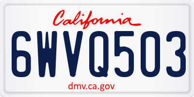 CA license plate 6WVQ503