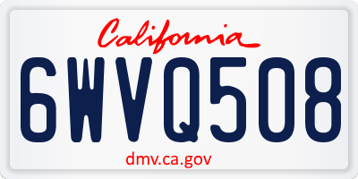 CA license plate 6WVQ508