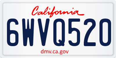 CA license plate 6WVQ520