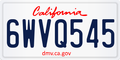CA license plate 6WVQ545