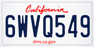 CA license plate 6WVQ549