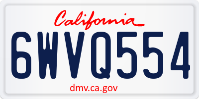 CA license plate 6WVQ554