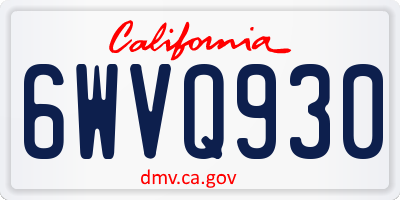 CA license plate 6WVQ930