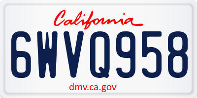 CA license plate 6WVQ958
