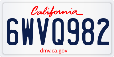 CA license plate 6WVQ982