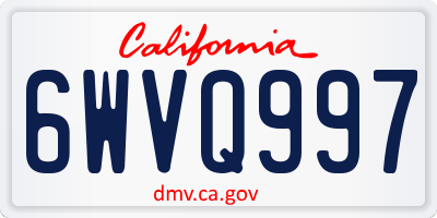 CA license plate 6WVQ997