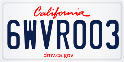 CA license plate 6WVR003