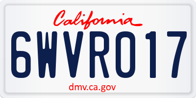 CA license plate 6WVR017