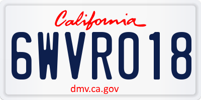 CA license plate 6WVR018